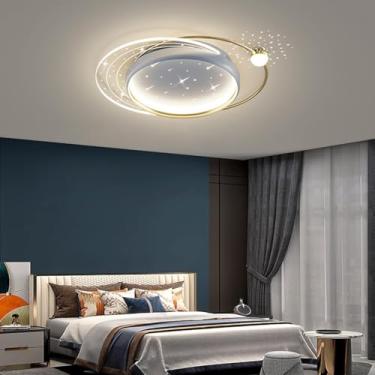 Imagem de Luminária de teto LED de 50W com controle remoto, redonda e moderna, embutida na cor preta, ideal para iluminação de quartos, salas de estar e cozinhas.