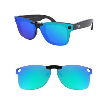 Imagem de HILEEN Clip-on polarizado para óculos de sol Ray-Ban Meta Wayfarer RW4006 e Gen 2 RW4012 Regular 50-22 - Verde