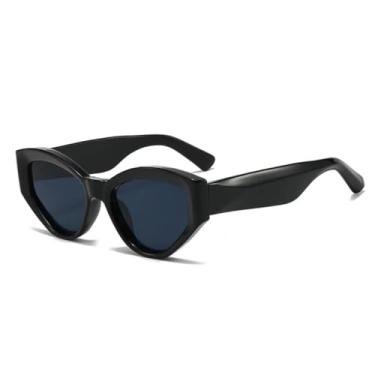 Imagem de HCHES Óculos de Sol Femininos Vintage de Luxo com Degradê e Estampa de Leopardo, Armação Pequena e Grossa, Proteção UV400 (Preto)