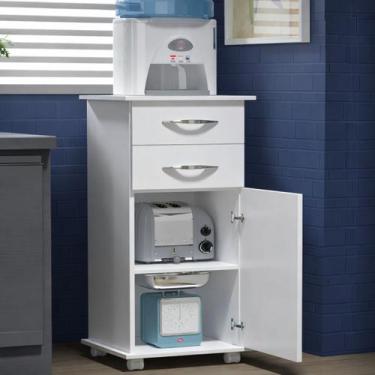 Imagem de Armário 1 Porta 2 Gavetas Balcão Para Galão De Água Bebedouro Branco -