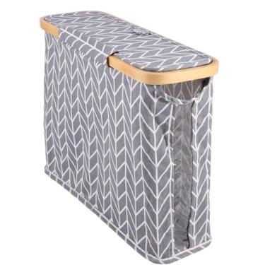 Imagem de Suporte de papel higiênico, cesta de armazenamento de papel higiênico de pé livre com tampa e janela lateral, caixa de armazenamento de tecido dobrável para até 9 mega rolos (estilo 1)