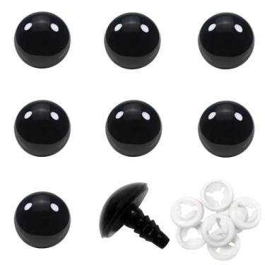 Imagem de TOAOB 8 peças de olhos grandes de segurança de 20 mm para amigurumis artesanato de plástico preto olho de boneca com arruelas para fazer animais de pelúcia de crochê DIY suprimentos para fazer bonecas