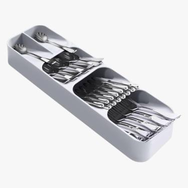 Imagem de Bandeja organizadora de gavetas de cozinha 5 Divisórias para talheres de prata Organizador Talheres Separador Gaveta Mesa Bandeja de Talheres de PláStico, Prateleira de Talheres para