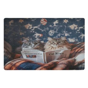 Imagem de Joisal Tapete de porta de jornal Cute Cats interno antiderrapante para porta da frente 81 x 50 cm tapetes de cachorro