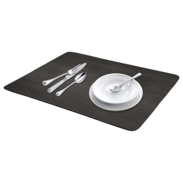 Imagem de Generic Grande tapete de secagem de pratos de pedra diatomácea, tapetes de secagem de pratos sólidos para balcão de cozinha, pratos e utensílios 15,7 x 11,8 polegadas cinza escuro