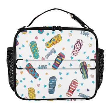 Imagem de Joisal Lancheira colorida de verão para mulheres, meninas, lancheira masculina e infantil, lancheira para trabalho, bolsa térmica para escola