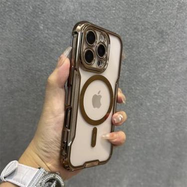 Imagem de Capa de celular com revestimento em TPU macio para iPhone 16, 11, 12, 13, 14, 15 Pro Max, 13Pro e 16Pro, capa transparente com alça de pulso, marrom, para iPhone 16 Pro Max