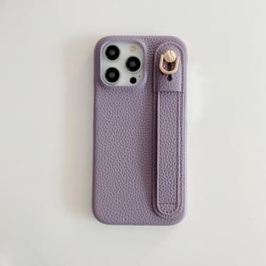 Imagem de IRTGFG Capa de couro com alça de pulso de luxo para iPhone 16 Plus (para iPhone 16 Plus/ROXA)