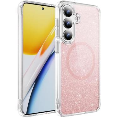 Imagem de Asdsinfor Capa transparente para Galaxy S23 Plus com efeito de pó com glitter, parte traseira acrílica, bordas macias, antiarranhões, proteção à prova de choque, minimalista, durável, capa para