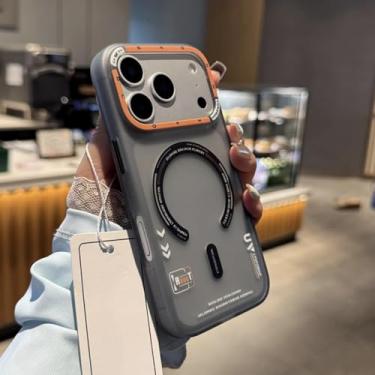 Imagem de SFDSUH Capa magnética translúcida fosca para iPhone 16 Pro, à prova de choque, com bordas macias (para iPhone 16 Pro/cinza)