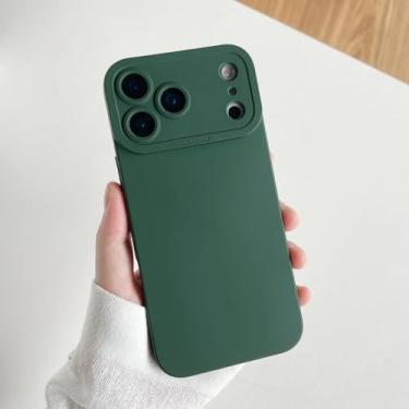 Imagem de SFDSUH Capa protetora de lente de câmera para iPhone 16 Pro, em silicone macio e resistente a impactos (para iPhone 16 Pro/verde)