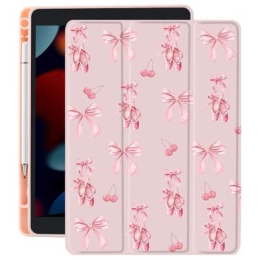 Imagem de CozyNestCY Capa para Ipad Air Fashion Ballet Girl Lovely Pink Cherry Bow Cover para Ipad 11 polegadas 2024 Preppy Shell Auto Sleep/Wake Capa antiderrapante à prova de choque transparente traseira e