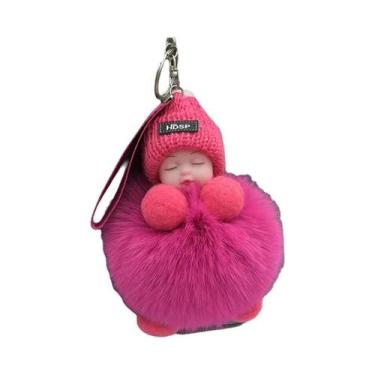Imagem de Chaveiro De Pelúcia De Bebê Dormindo Com Pompom Fofo Para Mulheres E M