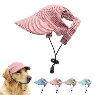 Imagem de Boné de beisebol para animais de estimação com orifícios de orelha - chapéu de viseira de sol multicolorido para cães e gatos, chapéu de praia de verão e outono para filhotes e gatinhos (rosa, P)
