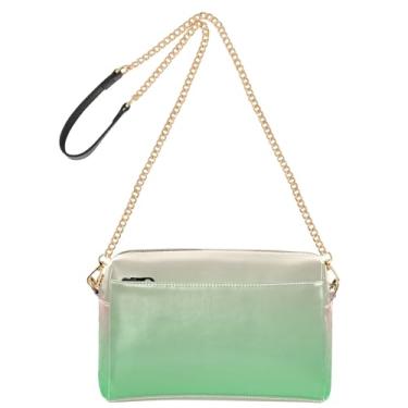 Imagem de Joitme Bolsa feminina transversal para celular linda bolsa de ombro de couro PU com alça de corrente rosa turquesa verde gradiente