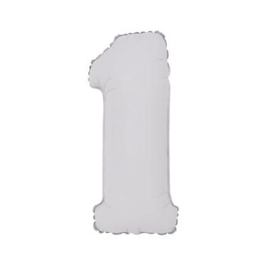 Imagem de BALAO CROMADO C/CANUDO 16" BRANCO FOSCO NUMERO 1