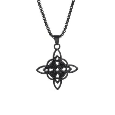 Imagem de Colar vintage Wiccan de nó celta irlandês com nó celta masculino e feminino moderno joia de amuleto sobrenatural, one, Metal, Sem Pedra Preciosa