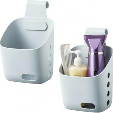 Imagem de LeleCAT Cesta suspensa de plástico organizador de armazenamento de cozinha, cesta com gancho destacável, pendure-a atrás de uma porta ou em uma grade, sobre a porta do armário (cinza, pequeno - pacote