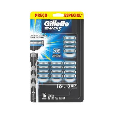 Imagem de Carga Para Aparelho de Barbear Mach3 Gillette 1 Cartela com 16 unidades