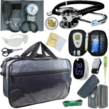 Imagem de Kit Bolsa Cores Aparelho de Pressao Esfigmomanometro Estetoscópio Medi
