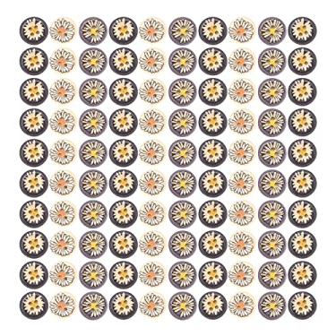Imagem de Botões de margarida de madeira coloridos naturais diy botões de costura para decoração de roupas artesanato infantil 15mm 100 peças