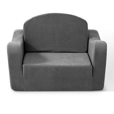 Imagem de aodisman Thick Comfy Toddler Chair and Couch for Kids,2-in-1 Kids Couch That Fold Out for 1-3 Years Old,Convertible Couch to Lounger for Toddler,Grey