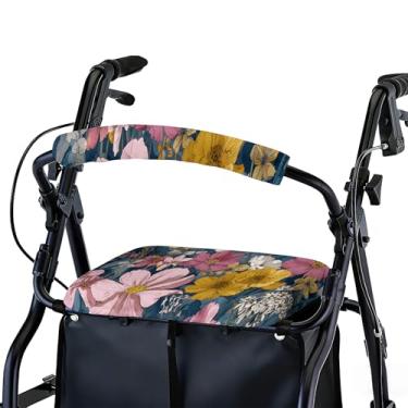 Imagem de Conjunto de capa de assento e encosto de rollator – Acessórios removíveis e laváveis para idosos – Acessório de andador elegante para idosos – Padrões ajustáveis