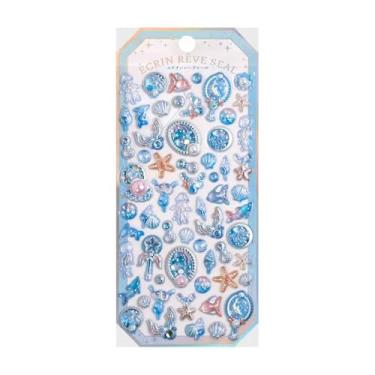 Imagem de Adesivos inchados 3D, adesivos decorativos de resina kawaii para capa de telefone, caderno, álbum de recortes (estilo oceano azul)