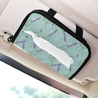 Imagem de SEHANY Porta-lenços de papel de carro lavanda roxa, caixa de lenços para carro, viseira solar, porta-guardanapos retangular, dispensador de máscara de carro, caixa de lenços de papel para automóvel