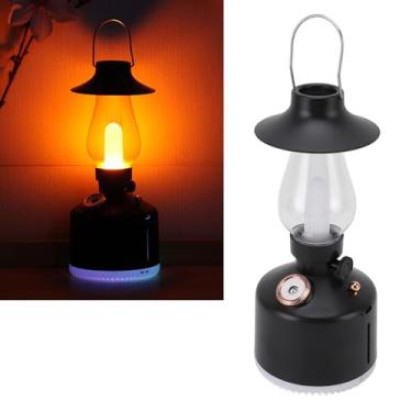 Imagem de Umidificador vintage, difusor de óleo essencial, recarregável por USB, umidificador de lâmpada portátil, para acampamento, quarto, casa (preto)