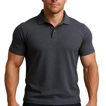 Imagem de Camiseta Casual Gola Polo Malha Piquet Preto Mescla - Fardas Express, 