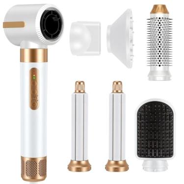 Imagem de Secador De Cabelo 7 Em 1 Conjunto, 1400W Alta Velocidade, Vento quente Barra de cabelo,Kit Escova De Enrolamento Profissional, Conjunto De Secador De Cabelo,Modelador De Cabelo,110V/127V