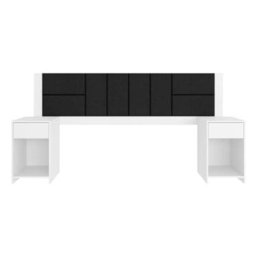 Imagem de Cabeceira Estofada Para Cama Queen Dubai Bran/preto - M. Arapongas - M