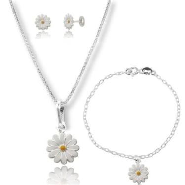 Imagem de Colar Pingente Pulseira Brinco Infantil Prata Original 925 - Lojas La&