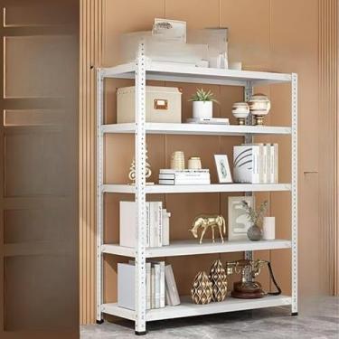 Imagem de Rack de Armazenamento em Aço com Prateleiras Ajustáveis Estante Multifuncional para Organização(Branco 5 divisórias 120 * 40 * 180)