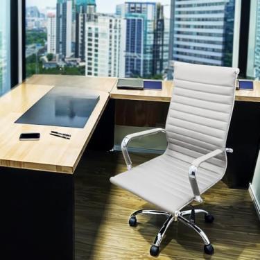 Imagem de Cadeira Presidente Alta de Esteirinha - Ventilada e Confortável, Ideal para Escritórios Profissionais e Trabalho Prolongado(Branco)