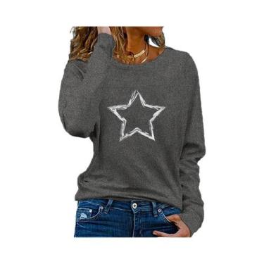 Imagem de Camiseta Feminina De Manga Longa Com Estampa De Coração, Decote Redond