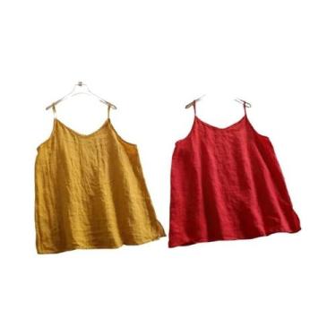 Imagem de Camisola Sem Mangas Feminina Com Decote Em V, Top Casual De Verão Para