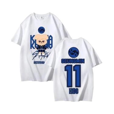 Imagem de Camiseta De Verão KPOP Skz Concert, Manga Curta, 100% Algodão, Ajuste 