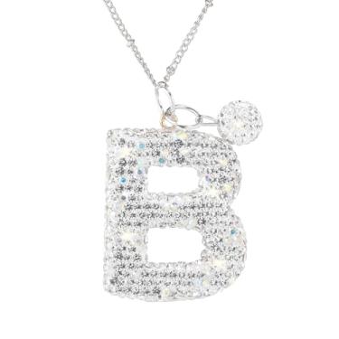 Imagem de Colar com letras, pingente de alfabeto, inicial de prata, colar com pingente de letra personalizada, presente para mulheres amigas (B)