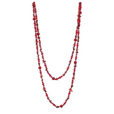 Imagem de Aenu Colar feminino com contas de pedra natural de 122 cm de comprimento, bijuteria moderna com chips irregula de cristal misto para presentes, Large, Pedra Cristal, Sem Pedra Preciosa