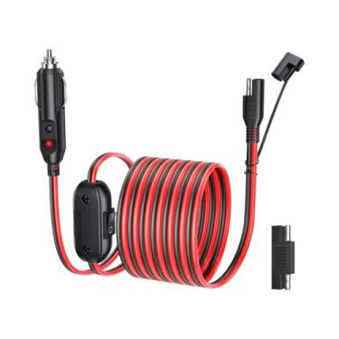 Imagem de Cabo De Carregador De Bateria SAE 12V 16AWG Para Acendedor De Cigarros