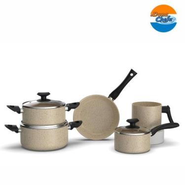 Imagem de Jogo de Panelas Indução 5 Peças Cerâmica Antiaderente Com Tampa de Vid