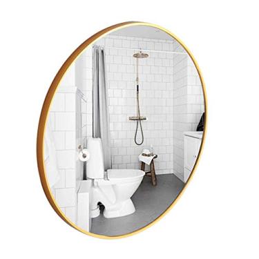 Imagem de U5GAAALPPQ9 Espelho de barbear HD espelho de maquiagem círculo banheiro parede espelho preto e criativo decorativo maquiagem vaidade de barbear para banheiro, sala de estar, apartamento (diâmetro 40