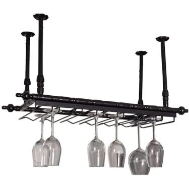 Imagem de HHHJQFAAT Rack de vinho suspenso - rack de vidro de vinho, rack de armazenamento de vinho doméstico, mesa de bar de cabeça para baixo, rack de vidro pendurado/60 x 30 cm (60 x 30 cm)