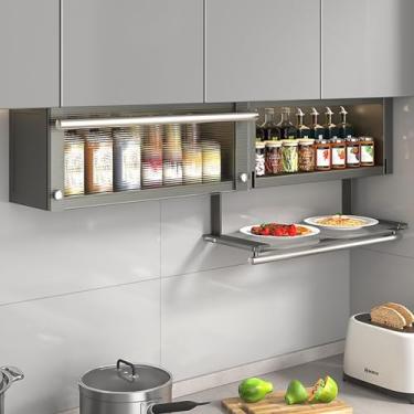 Imagem de Prateleira suspensa para armário de cozinha, prateleira deslizante de parede dobrável, organizador deslizante para armário superior, armários de vidro acrílico suspensos, para organizador de rack de