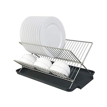 Imagem de U5GAAALPPQ9 Escorredor de pratos escorredor de pratos com bandeja coletora removível escorredor de pratos para escorredor de pratos de cozinha (Cor: Prata Tamanho: 42,5 x 31,3 x 20,5 cm) Rack de