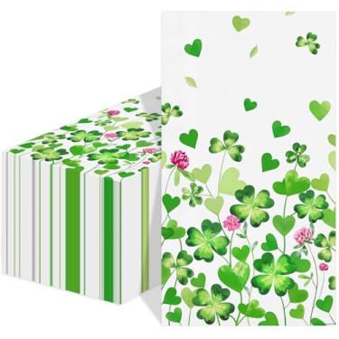Imagem de 50 peças de guardanapos de papel de dia de São Patrício trevo floral descartáveis guardanapos de coquetel toalhas de mão de papel trevo verde para decoração de mesa suprimentos de festa de chá de bebê
