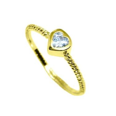 Imagem de Anel Solitário Coração Semijoia Banho De Ouro 18k Cravação De Zircônia