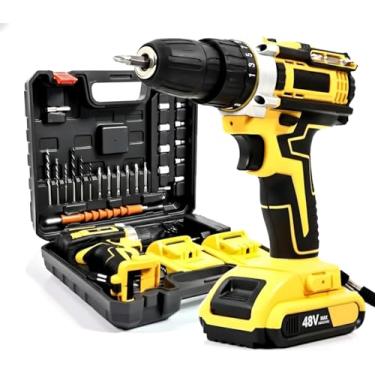 Imagem de Furadeira e Parafusadeira de Impacto Sem Fio 48V Com LED, 2 Baterias Recarregáveis, Kit 32 Acessórios + Maleta Completa Premium – Alta Potência para Uso Profissional e Doméstico